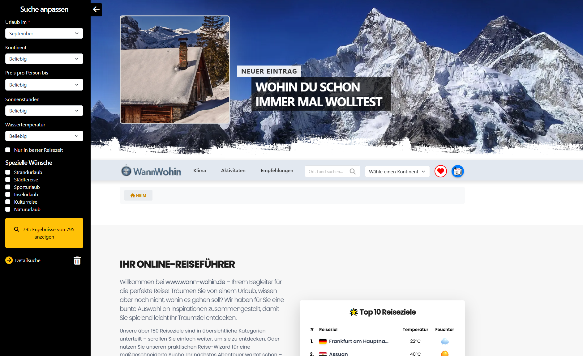 WannWohin – Dein smarter Online-Reiseführer